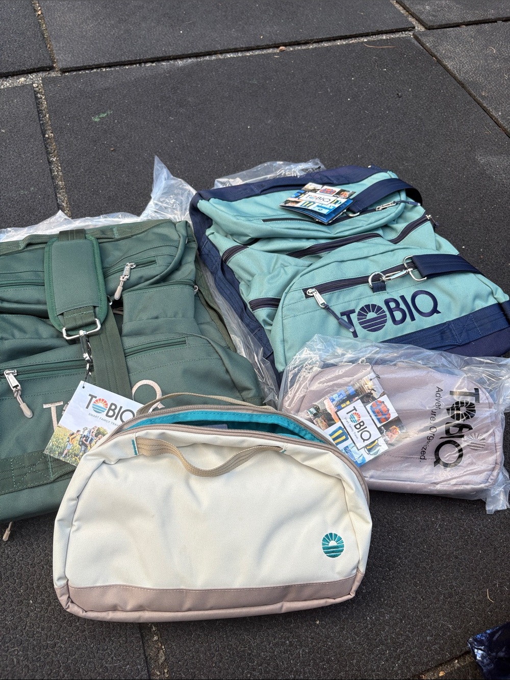 Tobi Dual-Tone Backpacks - Teal and Forest Green